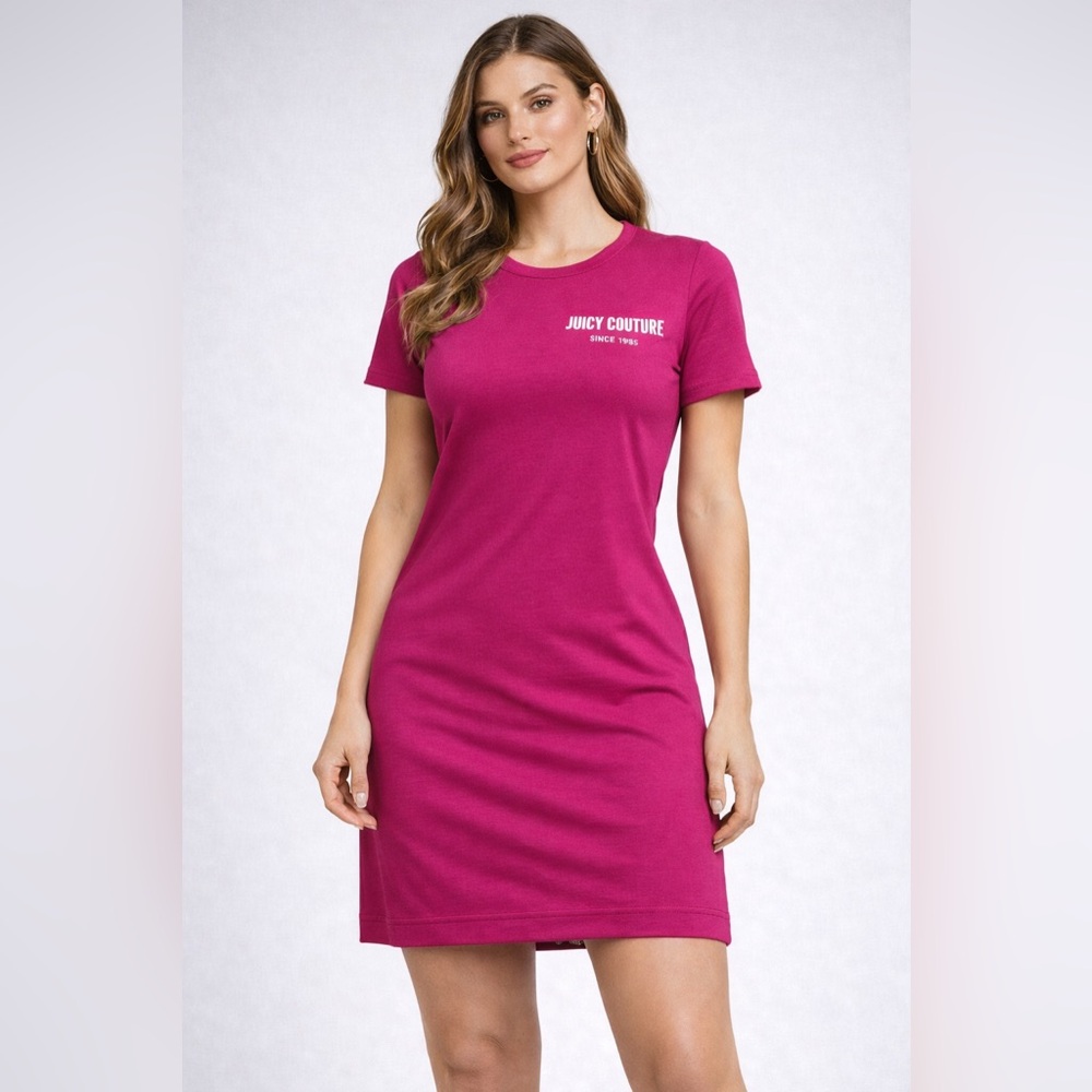 Juicy Couture Magenta Pink T-Shirt Dress Since 1995 Logo Lounge womens large Y2K